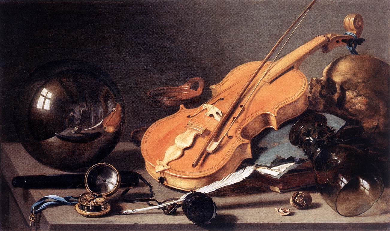 Pieter Claesz Vanitas with Violin 1628 (Wikimedia WGA04974)
